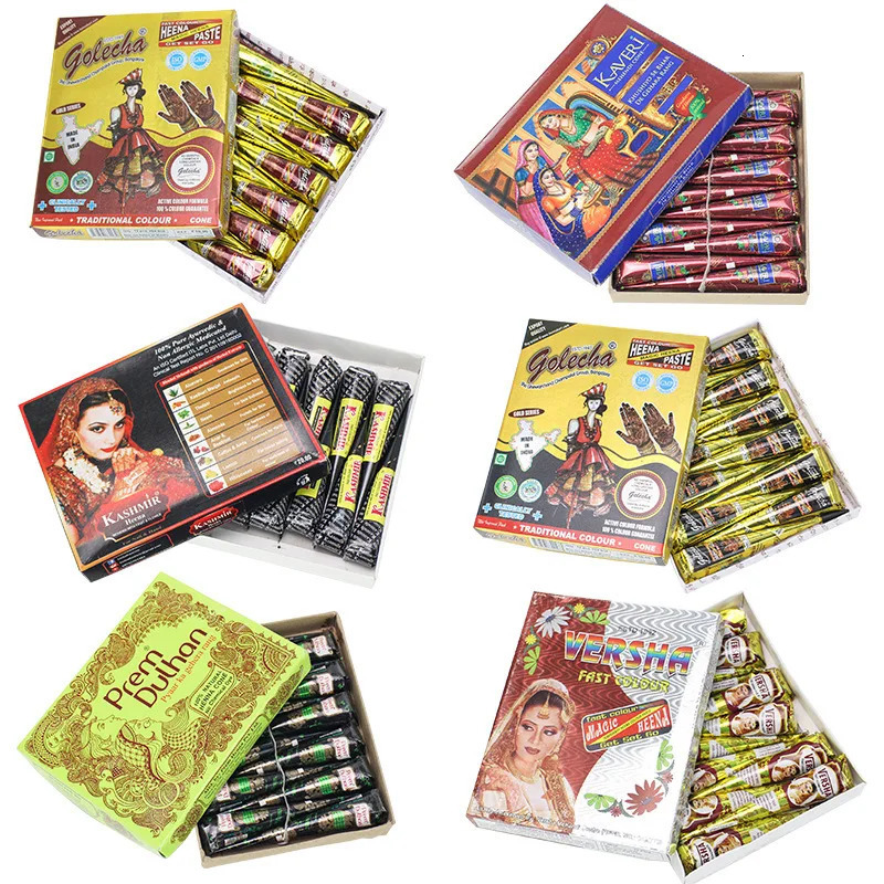 1 piece of 25g multi-color Indian GOLECHA henna cone tattoo cream for temporary tattoo stickers body painting cream cone DIY painting 240705