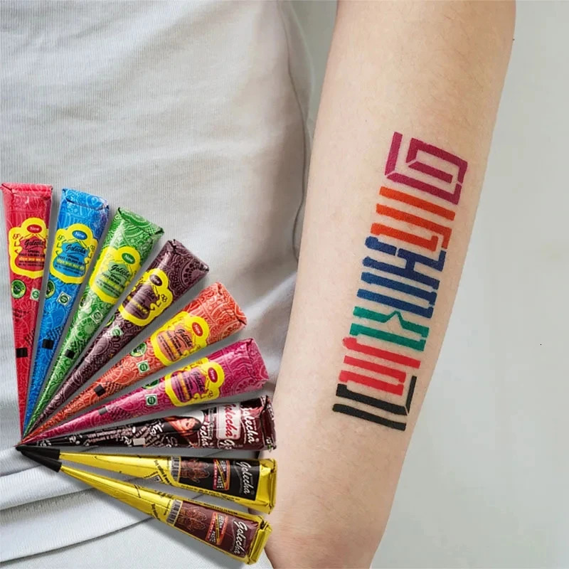 1 piece of 25g multi-color Indian GOLECHA henna cone tattoo cream for temporary tattoo stickers body painting cream cone DIY painting 240705