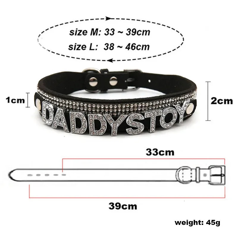 Goth Sexy Diamante Letters DADDYS TOY Choker Necklace Women Custom Name Word Cosplay Collar Jewelry Personalized Chocker Gift 240626
