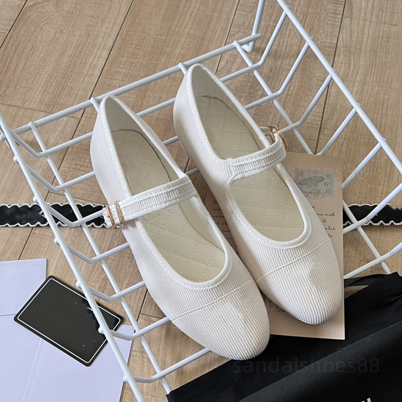 Mary Jane Ballet Flat Shs Pumps For Women Designer Ballerina Flats Heels Leather Corduroy Black White Monk Strap Buckle Ballerine Loafers Womens Comfy