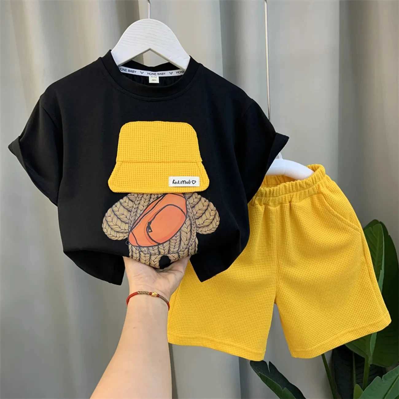 Clothing Sets Childrens Clothing Boys Summer Set 2023 New Childrens Baby Short Sleeve T-shirt Shorts Two Piece Set