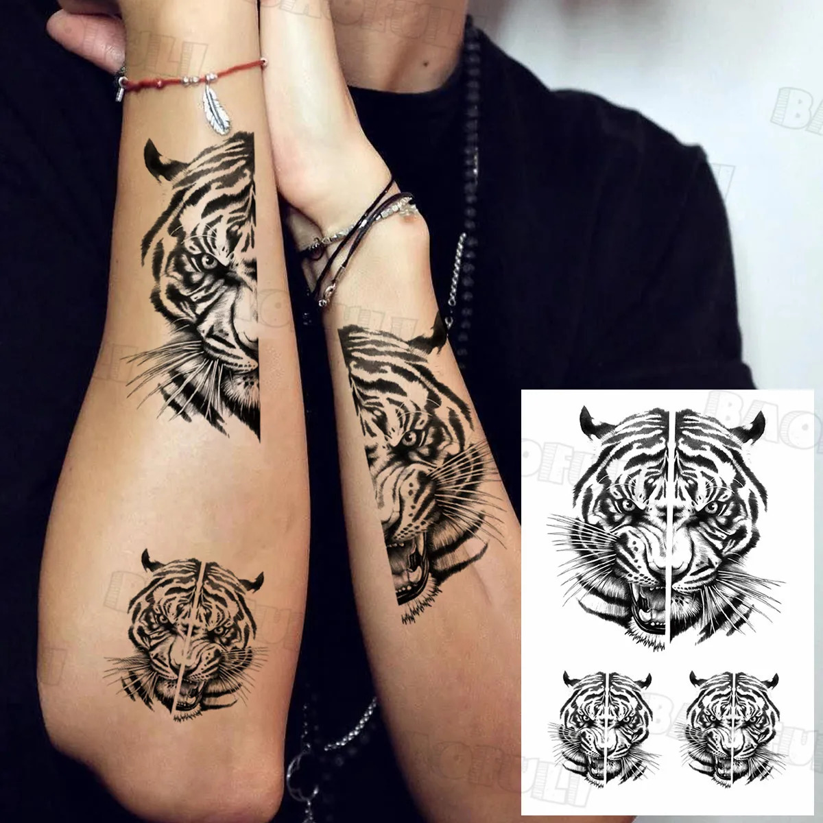 DIY Compass Anchor Temporary Tattoo Adult False Lion Tiger Dragon Astronaut Tattoo Sticker Unique Waterproof Tattoo 240705