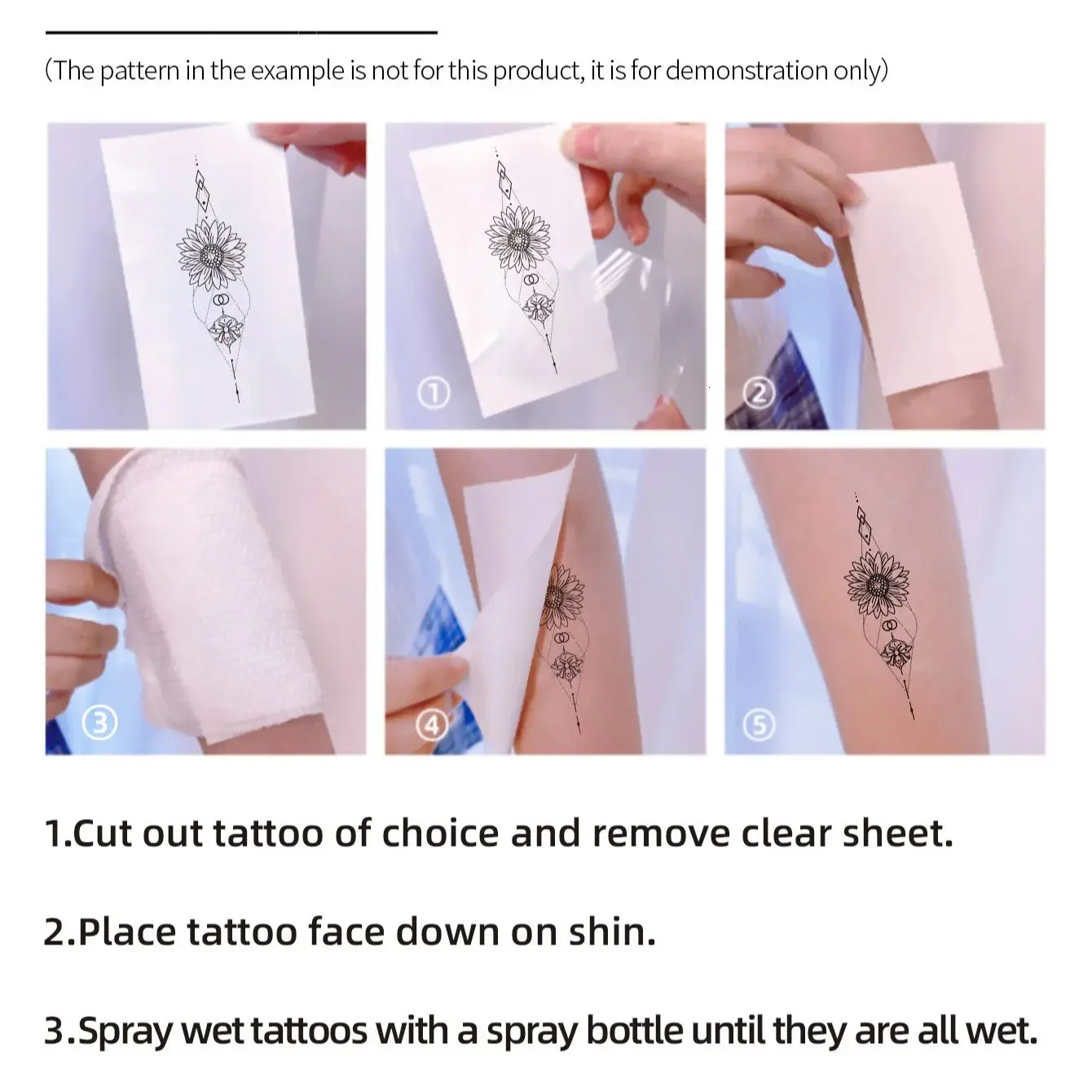 6 pieces of cartoon pattern colored flower heart-shaped temporary tattoo stickers waterproof magic tattoo disposable tattoo stickers 240705