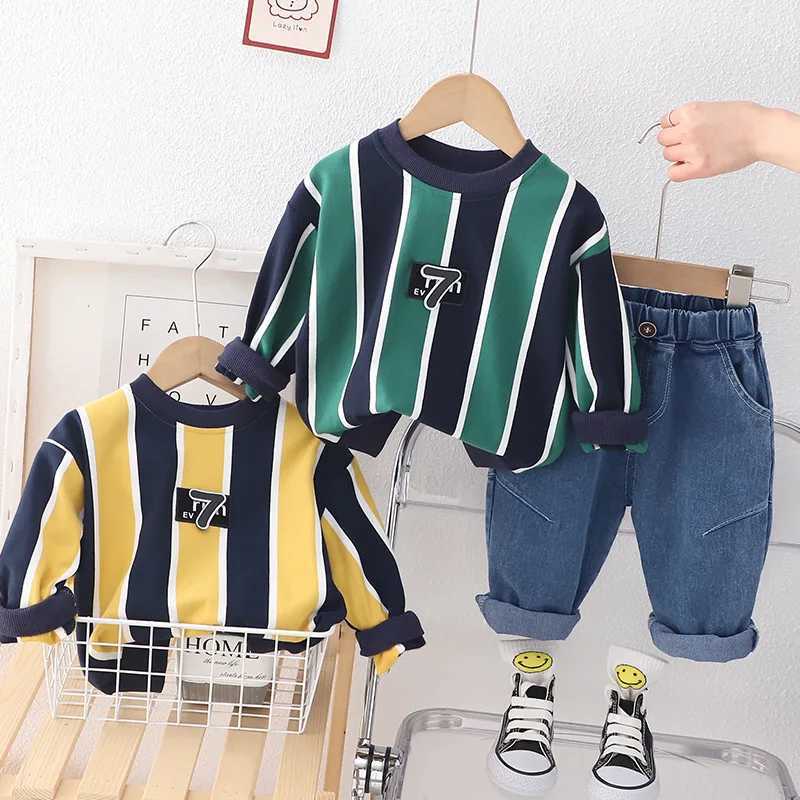Clothing Sets Spring Baby Boys Cotton Children Clothes Striped Sweatshirts Jeans Pants 2Pcs/Sets Infant Kids Casual Outfits Child Sportswear