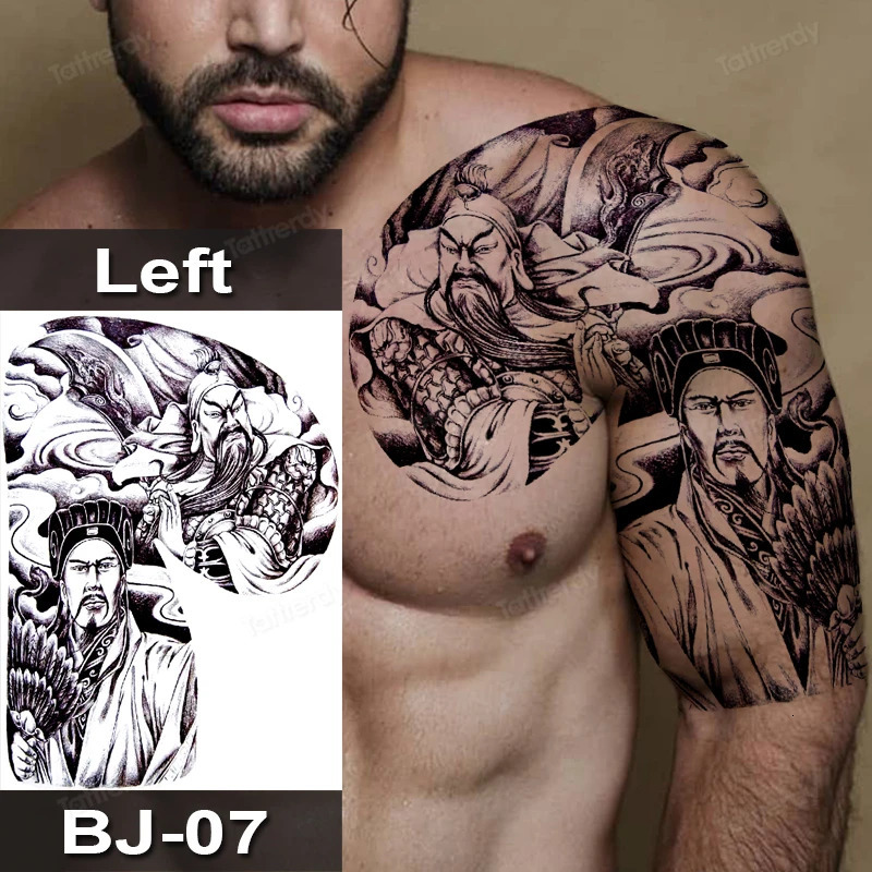 Waterproof Tattoo Sticker Mens Half Shoulder Dragon Totem Arm False Tattoo Black Large Size Mens Beauty Tattoo 240705