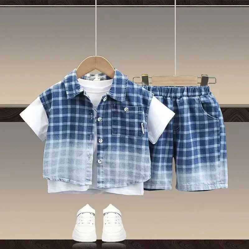 Clothing Sets Summer Tracksuit Suit Child Baby Boy Clothing Set Shirt T-shirt + Shorts 3Pcs for Kids Children Sets 2024