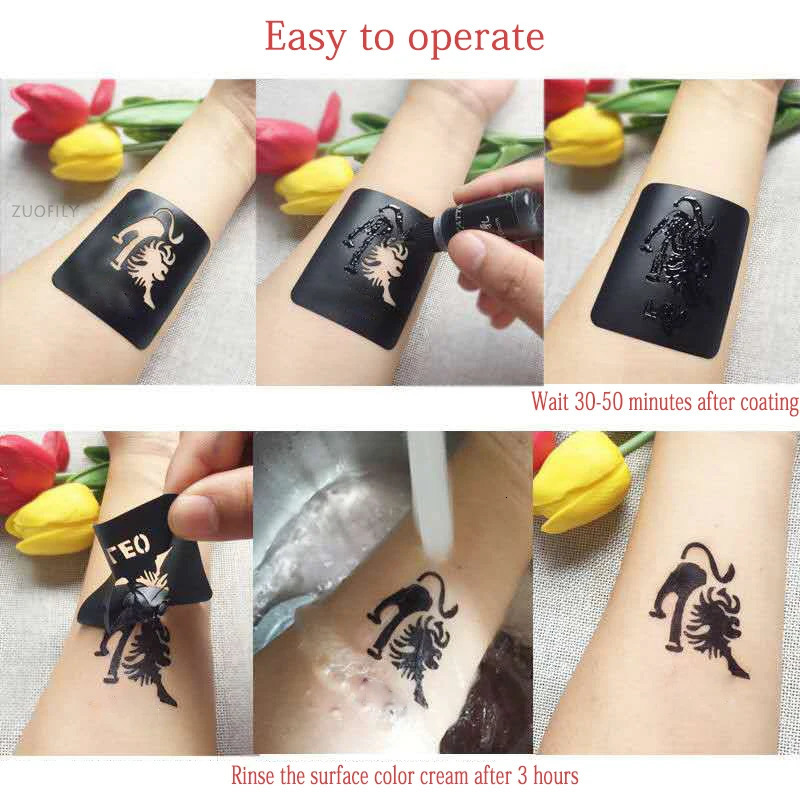 Liquid tattoo cream Black brown red henna Indian temporary tattoo sticker 10ml body color ink Natural organic fruit gel 240705