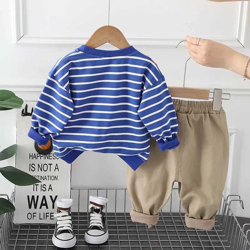 Clothing Sets Autumn Children Clothes Baby Boys Casual Suit Striped Cars Sweatshirt Pants 2Pcs/Set Kids Infant Clothing Toddler Tracksuits