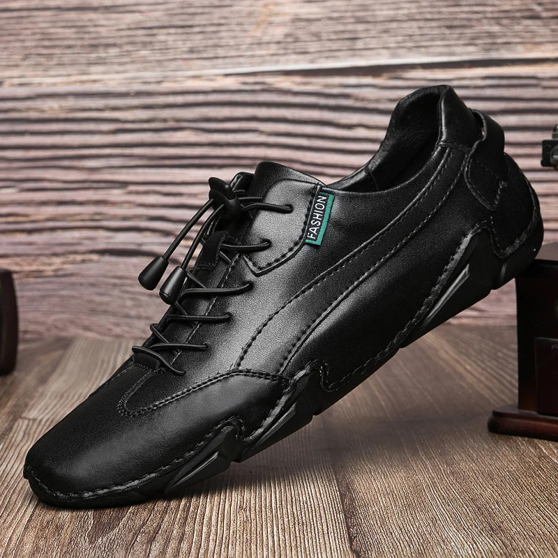 high-end mens leather shoes leather pattern soft-soled casual shoes cowhide lazy shoes non-slip driving shoes 240705