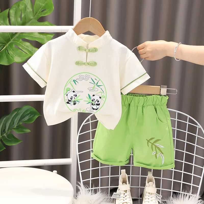 Clothing Sets New Children Chinese Style Panda Clothes Summer Baby Boys Cotton T Shirt Shorts 2Pcs/Set Infant Kids Fashion Toddler Tracksuits