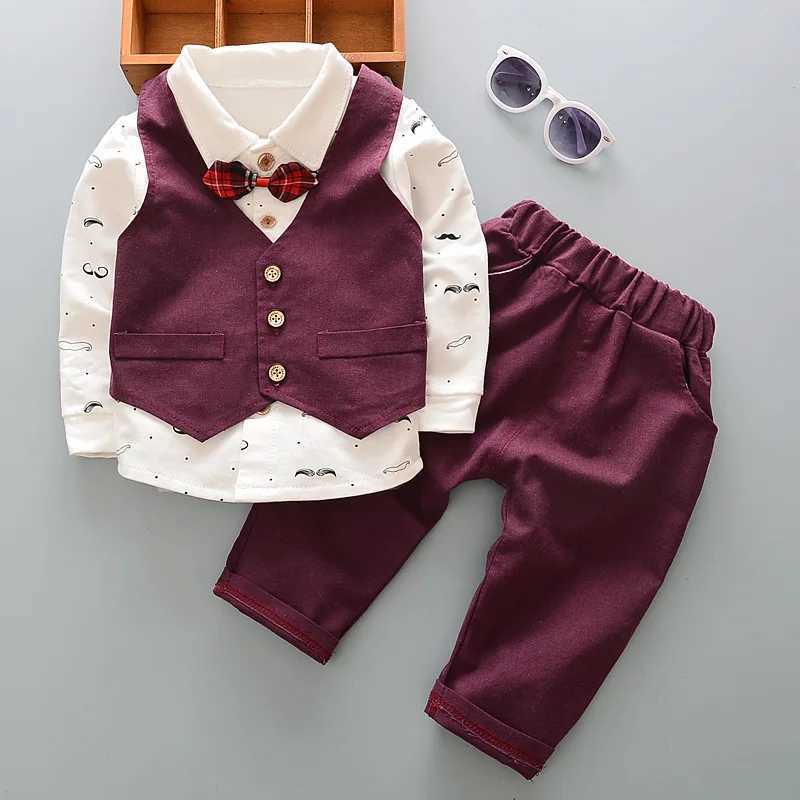 Clothing Sets Spring Autumn Toddler Baby Boys Gentleman Wedding Suit Cotton Shirt+Vests+Trousers 3Pcs Formal Kids Clothes Set 1 2 3 4 5 Years