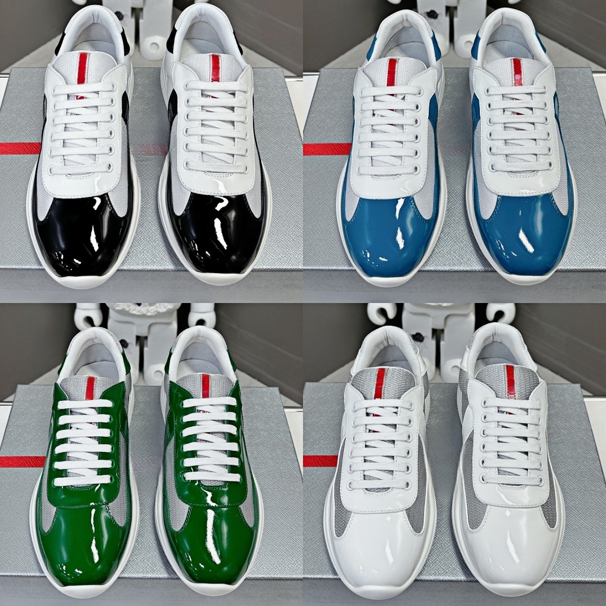 Designer Woman Americas Cup Sneaker Outdoor Shoe Man Run Shoes Casual Chores Cuir Lace Up Fashion Platform Sneaker Blanc Black Luxury Luxury Pate