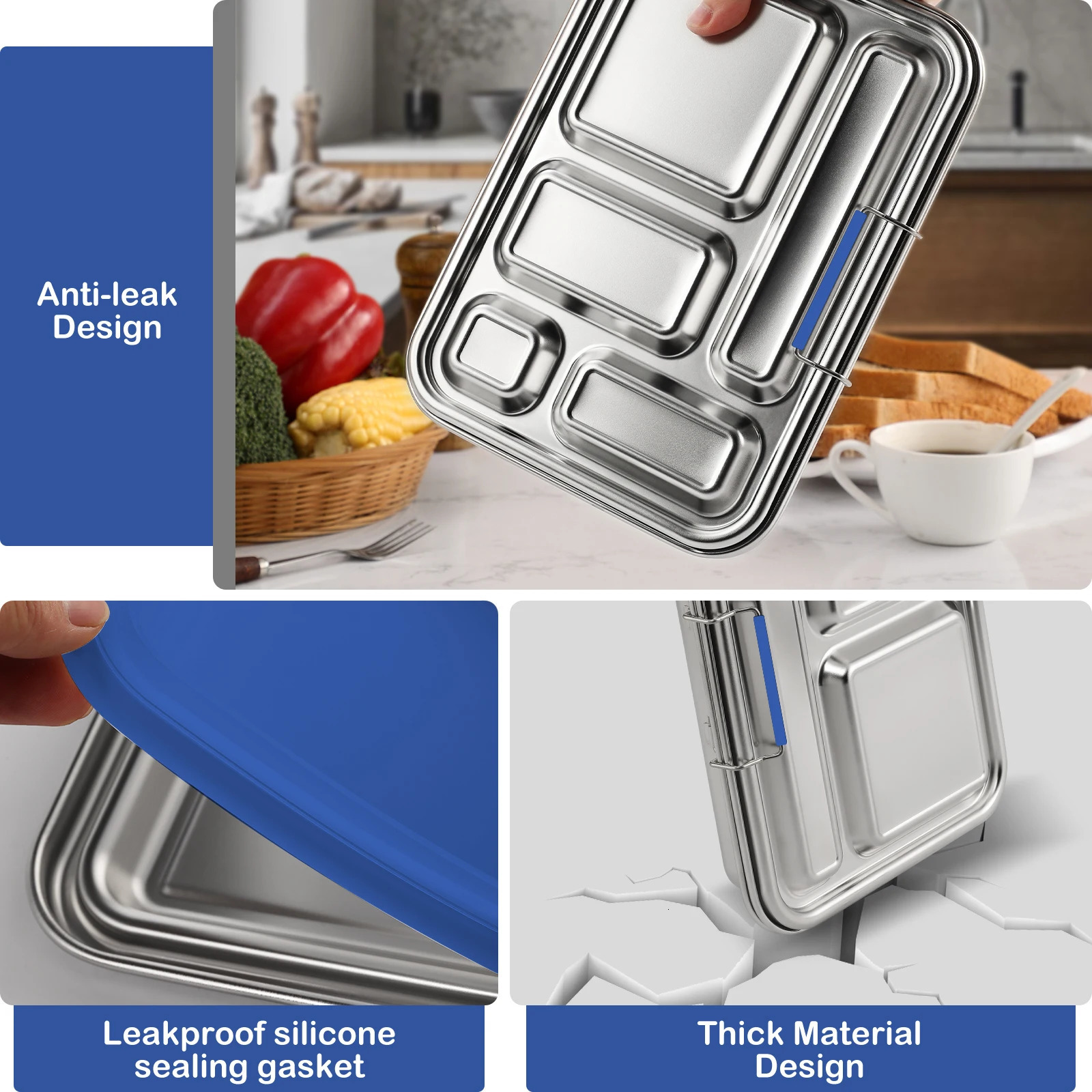 Stainless Steel Bento Box Kids Metal Bento Lunch Box BPA Free Lunch Box Containers for School Travel Work PicnicEco-Friendly 240705