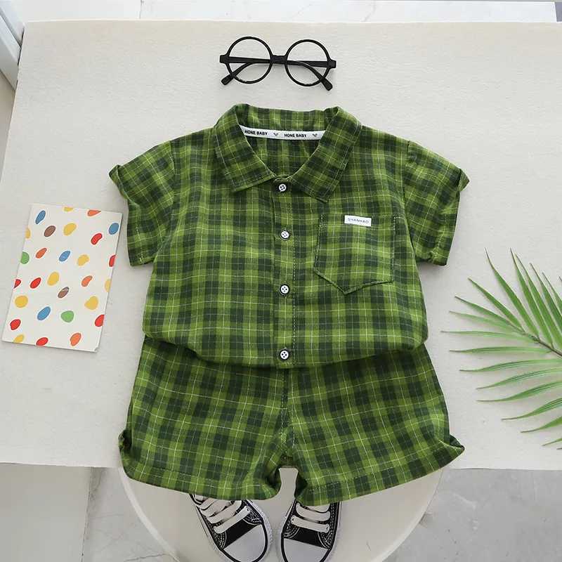 Clothing Sets Kids Clothes Baby Boy/Girl Plaid T-Shirt + Shorts Set Summer Clothing Fashion Casual Boys Tracksuit Children Baby Clothes Set