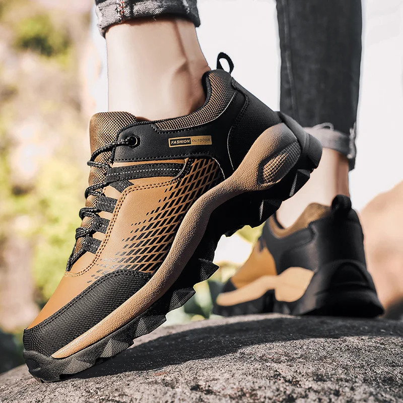 Sneakers Men Hiking Shoes Outdoor Mountain Boots Thick Bottom Fashion Lace Up Trekking Shoes 240705
