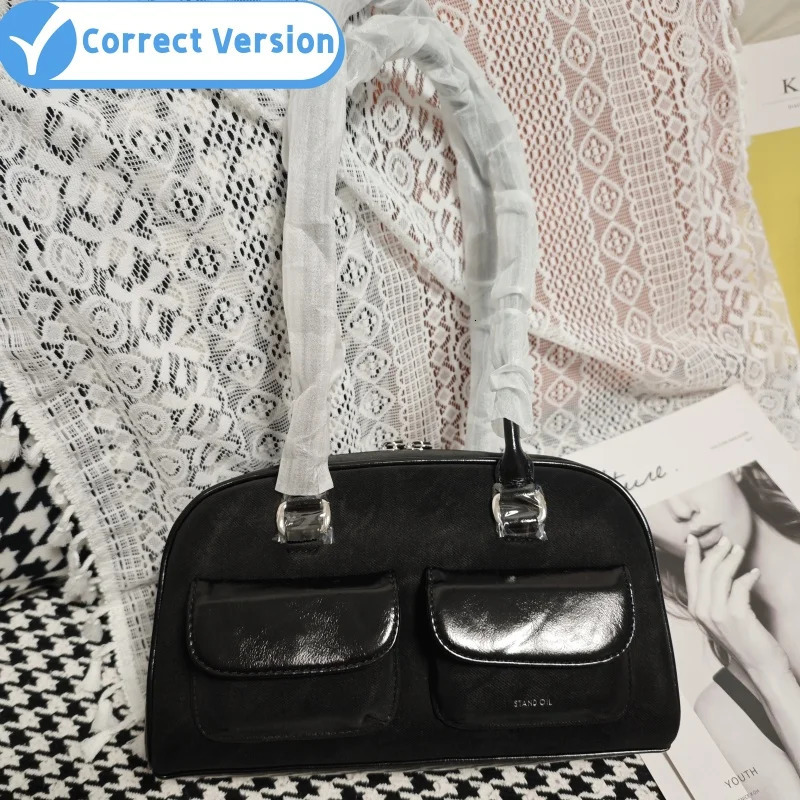 Stand Oil Bag Women Shoulder Chubby Bags Korean YUN JIN Style Bowling Boston Pockets Desinger Tote 240702
