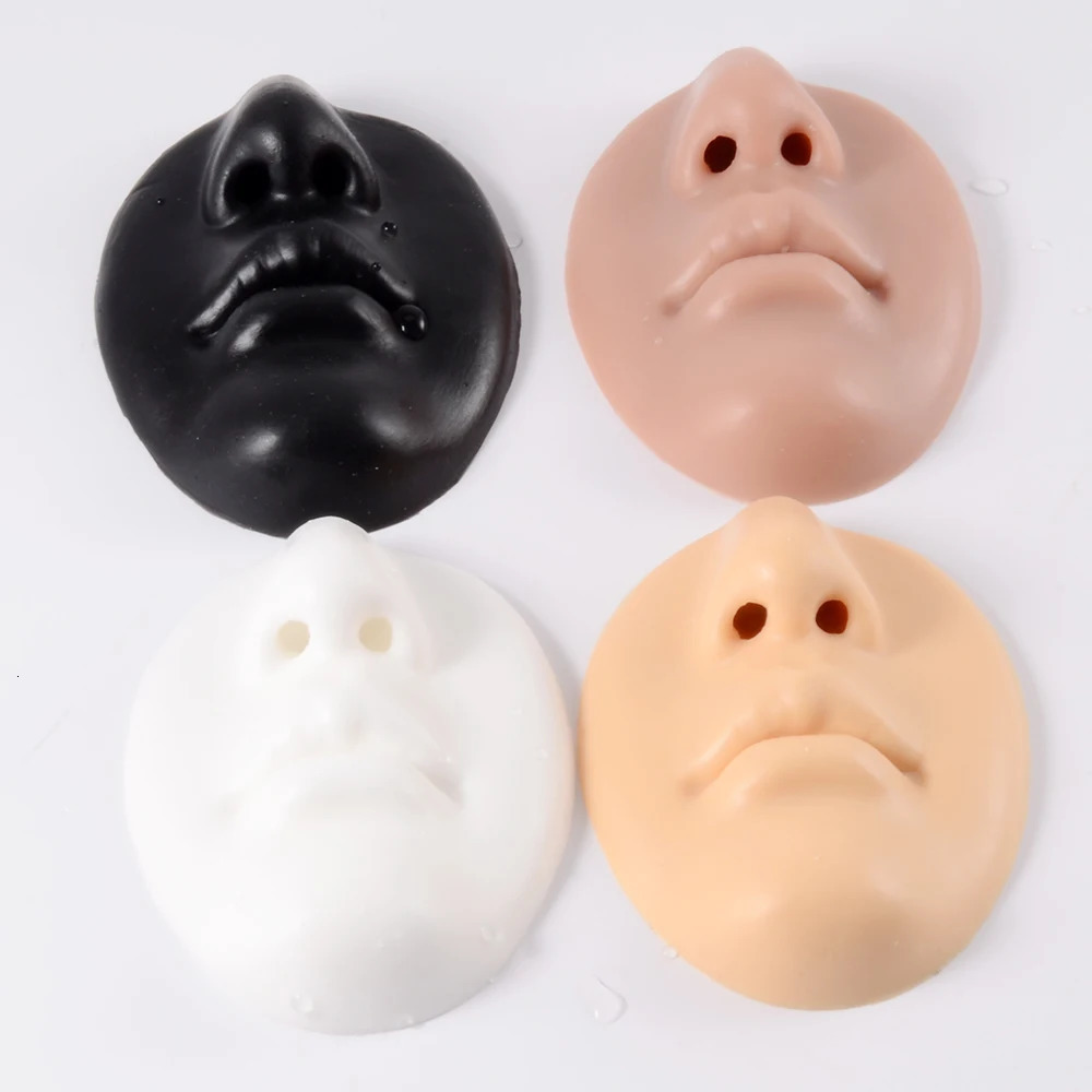 1 silicone model tattoo perforation exercise simulating human nose mouth and body part display with a stand for nose perforation jewelry 240705