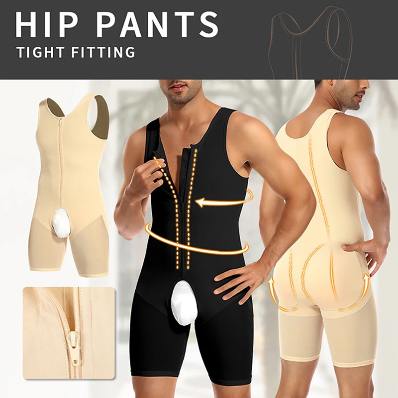 Upgraded Mens Shapewear Bodysuit Padded Butt Lifter Full Body Shaper Compression Underwear Slimming Suit Waist Trainer Corset 240703