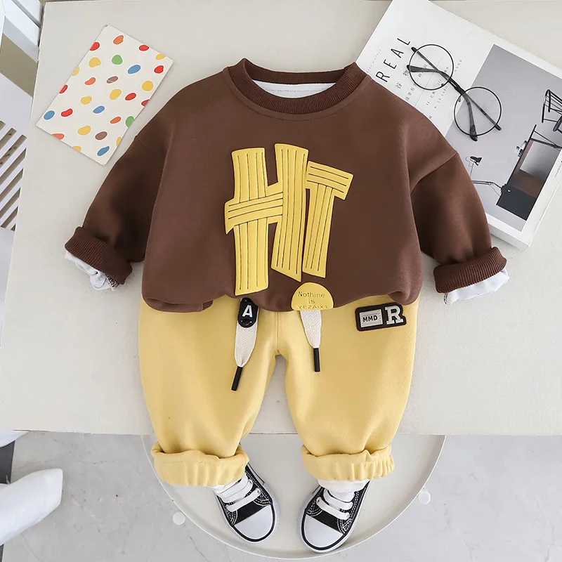 Clothing Sets 2024 Spring Autumn Baby Boys Clothing Sets Children Cotton Letters Sweatshirts Pants 2Pcs Suit For 1-5 Years Kids Casual Outfits