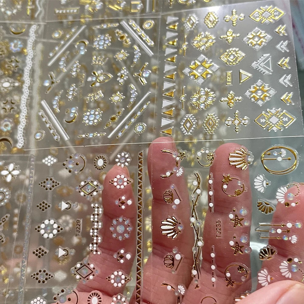 30 pieces of rhinestones totem nail stickers self-adhesive diamond sliders jewelry star and moon stickers nail decorations * - NL14 240705