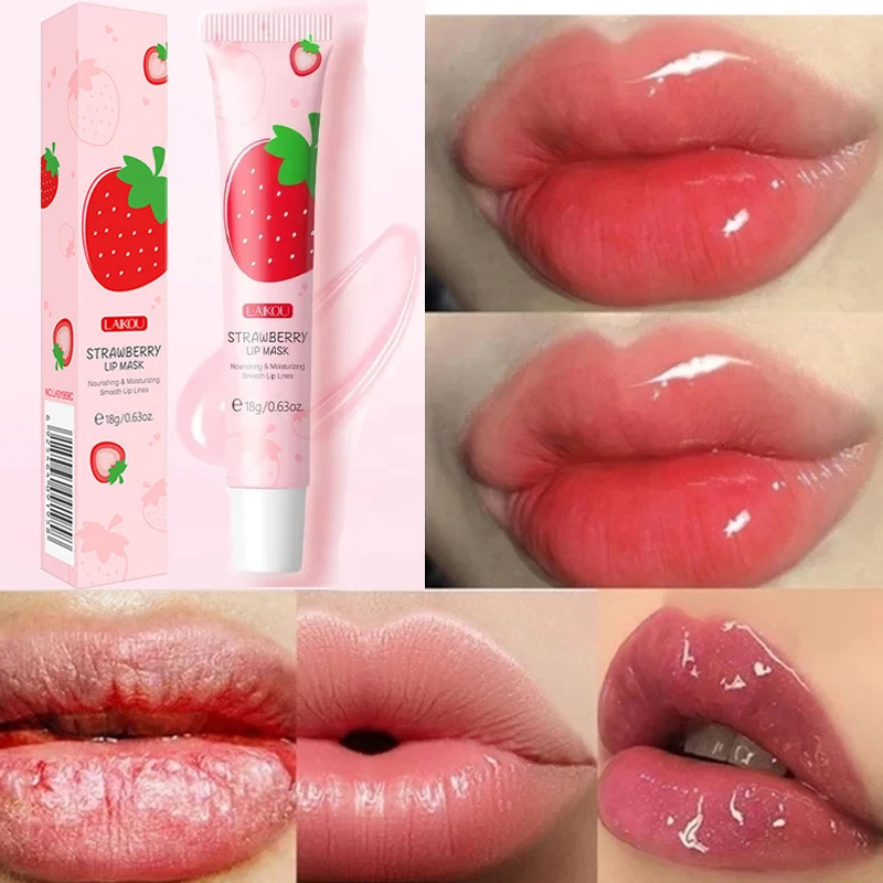 Strawberry Lip Mask Fade Lip Fines Dark Smoke Lip Balm Melanin Bleaching Serum Moisturizing Korean Cosmetics 240705