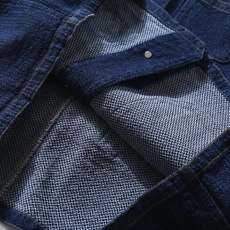 Buckle Back retro denim vest mens multi pockets workwear sleeveless jacket y2k youth 100% cotton deep blue camisole top Vintage 240704