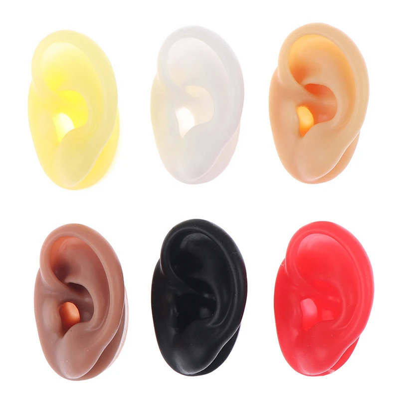 Soft silicone ear model tattoo jewelry practice perforation tool earring display model body teaching props can be reused 240705