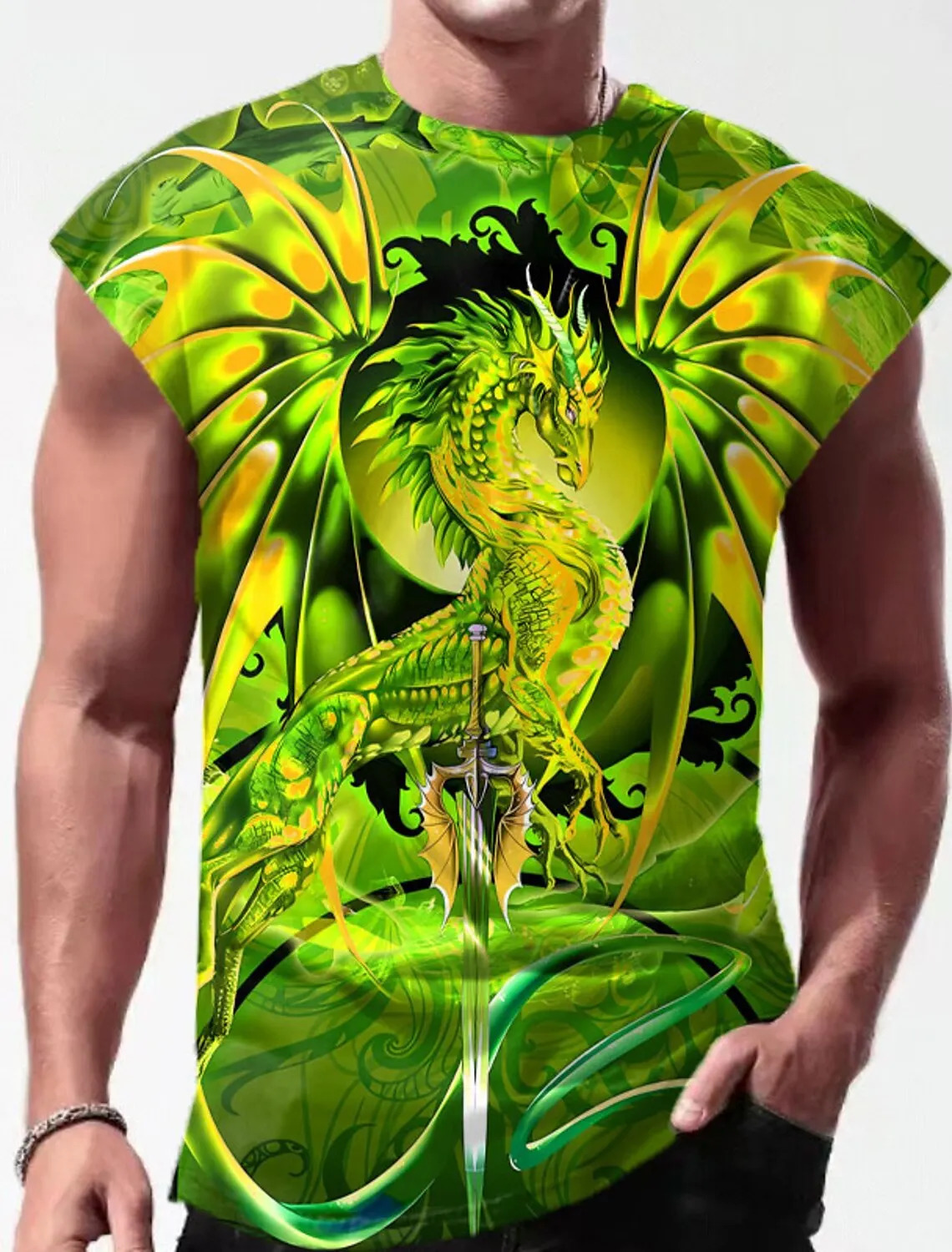 Outdoor Sacred Beast Phoenix Print Sports Quick Dry Sleeveless Breathable Vest Mens Clothing Fashion Four Seasons Y2K Fnaf Gym 240703