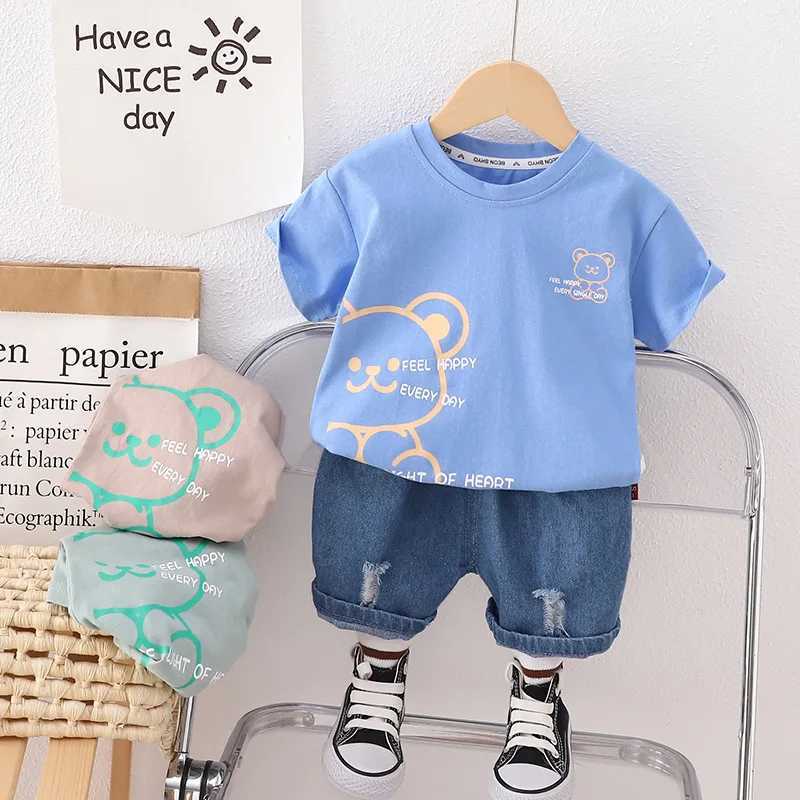 Clothing Sets New Summer Children Boys Cotton Clothes Kids Cartoon Bear Tshirt Shorts 2Pcs/Sets Toddler Fashion Tracksuit Infant Casual Outfit