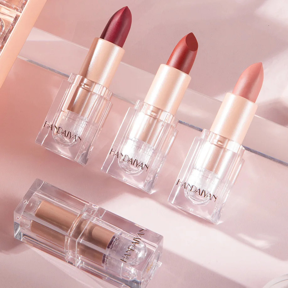 HANDAIYAN Ice Cube Matte Lipstick Lightweight Waterproof Makeup Nude Velvet Lip Stick Long-Lasting Cosmetics Lip Cream Pencil 240705