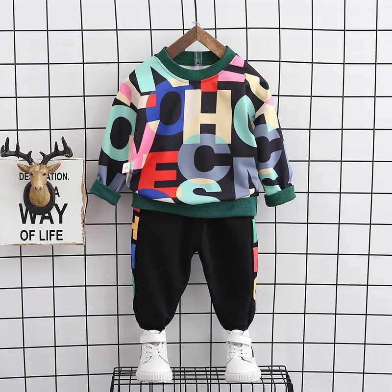 Clothing Sets Spring Autumn Children Boys Girls Kids Clothes Cotton Long Sleeve Full Print Letters Suit Baby T-Shirt Pants 2Pcs/set Tracksuit