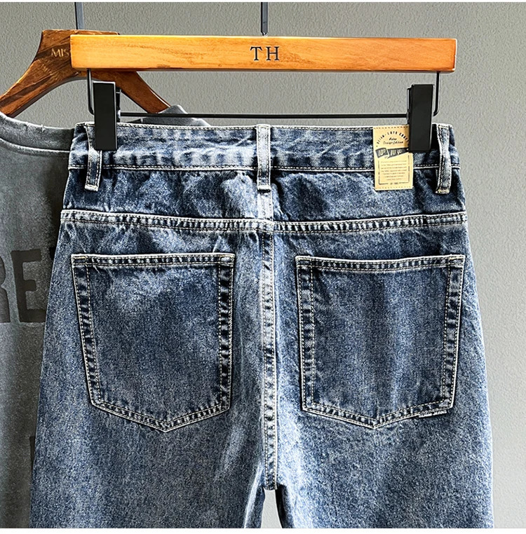 High Quality Spring Vintage Jeans Men Fashion Loose Tapered Drape Youth Denim Trousers Hip Hop Male Streetwear 240627