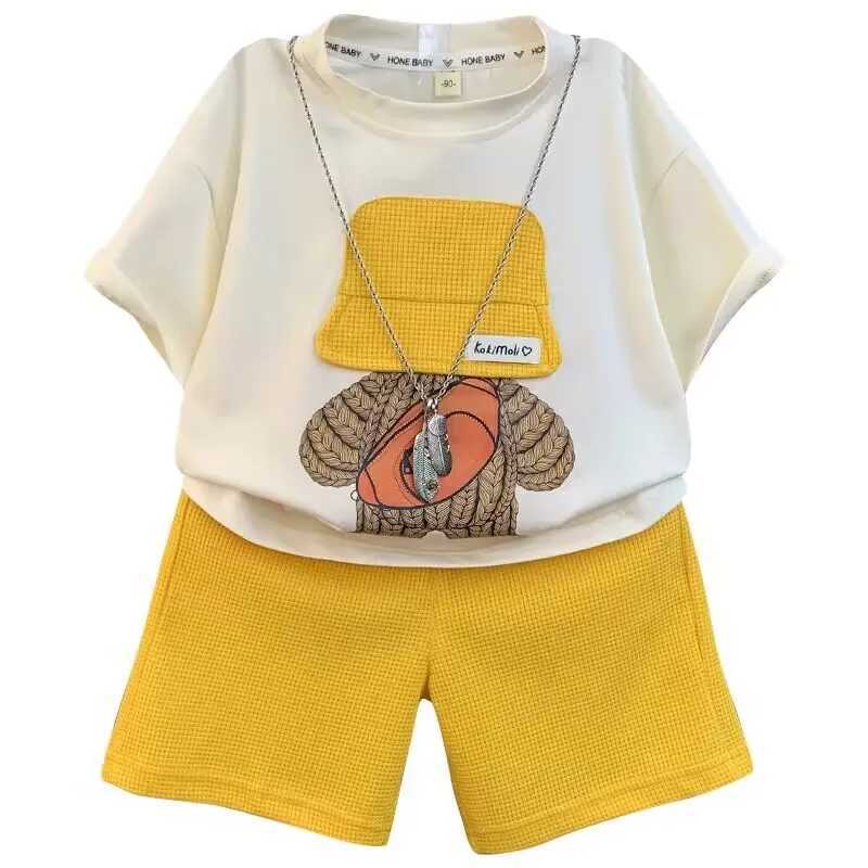 Clothing Sets Childrens Clothing Boys Summer Set 2023 New Childrens Baby Short Sleeve T-shirt Shorts Two Piece Set
