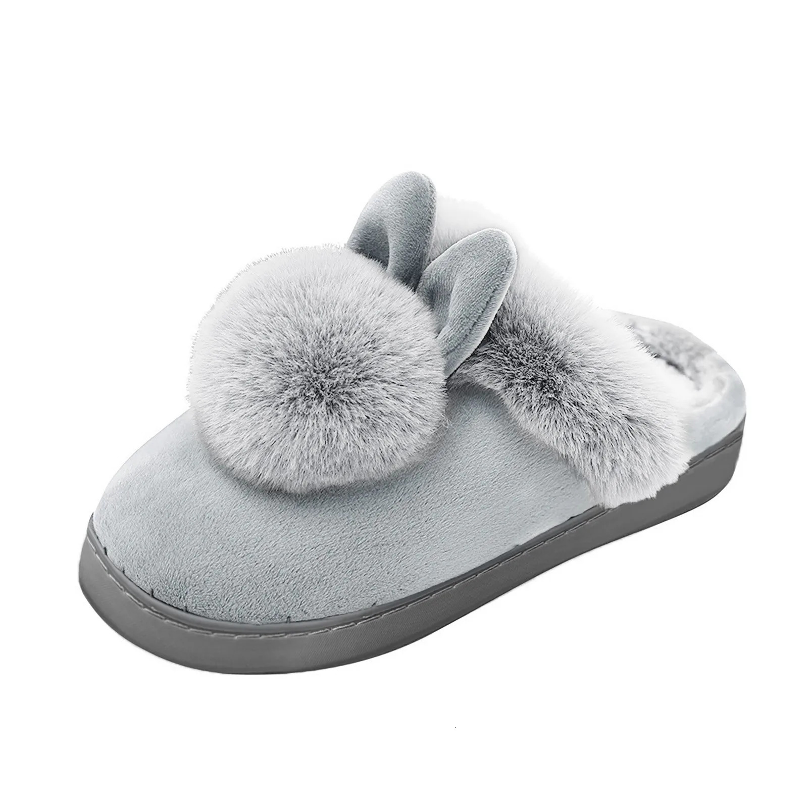 Winter Warm Home Fur Slippers Womens Indoor Rabbit Shoe Furry Ears Footwear Bedroom Flat Heels Fluffy Shoes 240705
