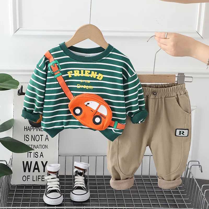 Clothing Sets Autumn Children Clothes Baby Boys Casual Suit Striped Cars Sweatshirt Pants 2Pcs/Set Kids Infant Clothing Toddler Tracksuits
