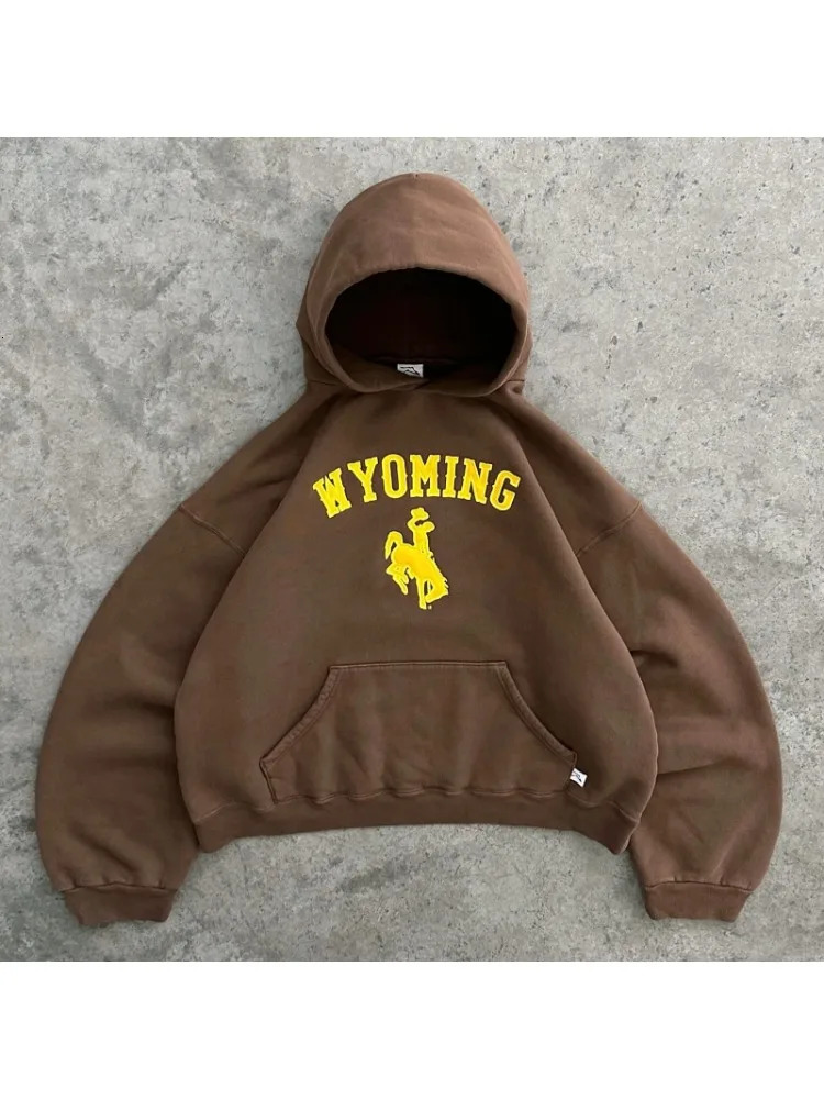 American High street vintage letter print hoodie men Y2K Goth Harajuku fashion zipper couple loose sweatshirt 240702