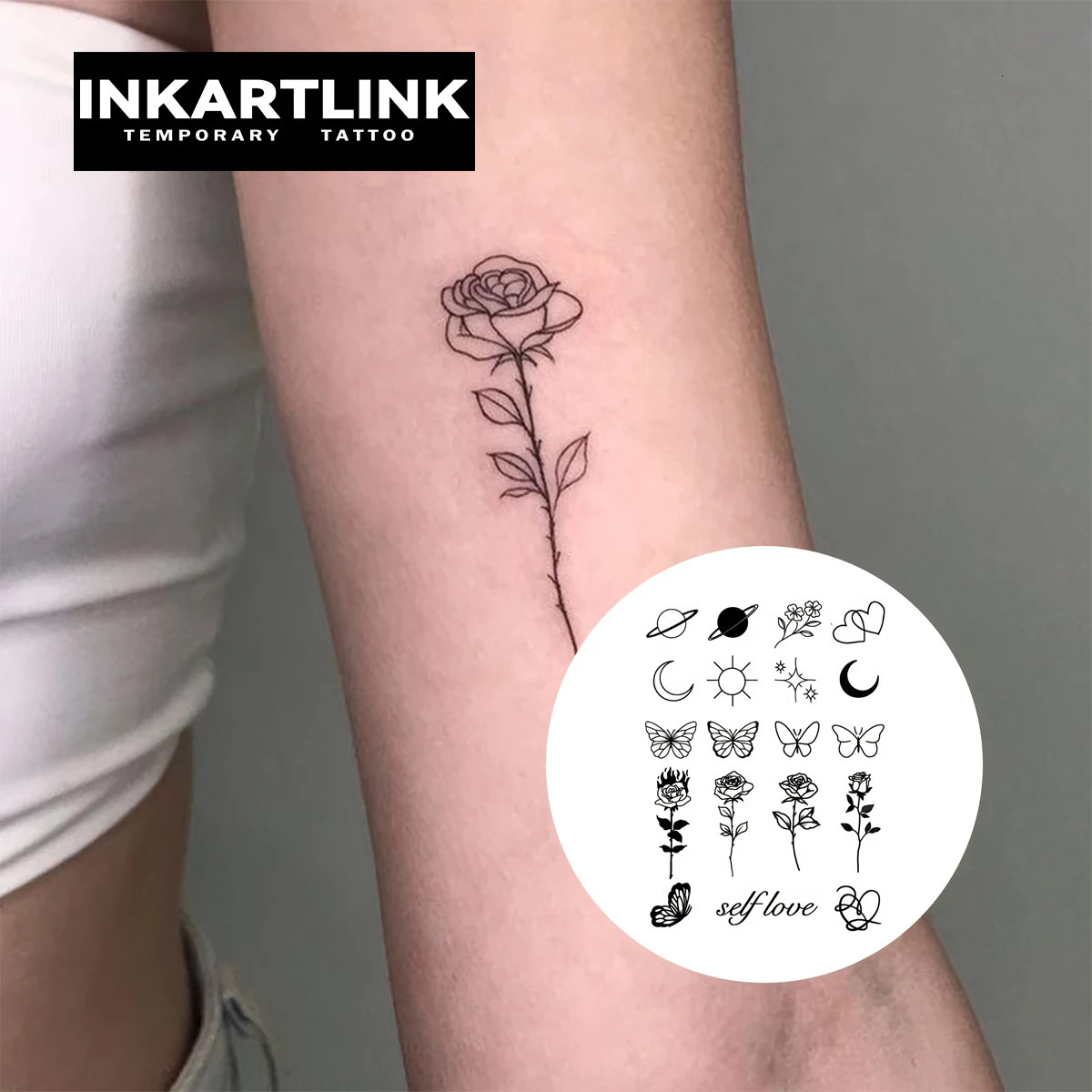 Simple line pattern temporary tattoo lasting for 15 days with waterproof semi anent stickers. 240705