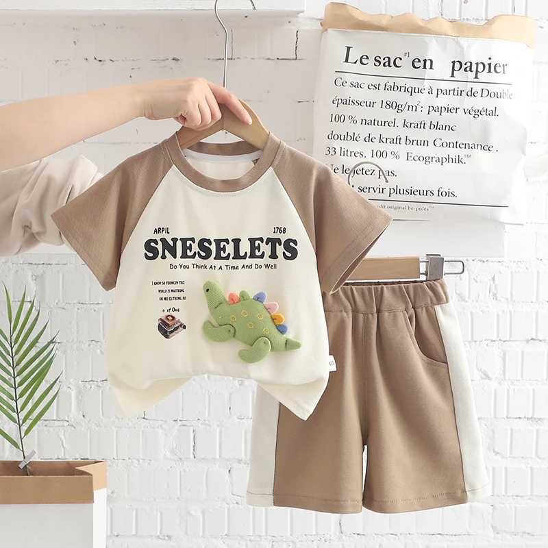 Clothing Sets New Summer Fashion Baby Girls Boys Clothes For 3D Dinosaur T Shirt Shorts 2pcs/Set Kids Children Cotton Toddler Casual Outfit
