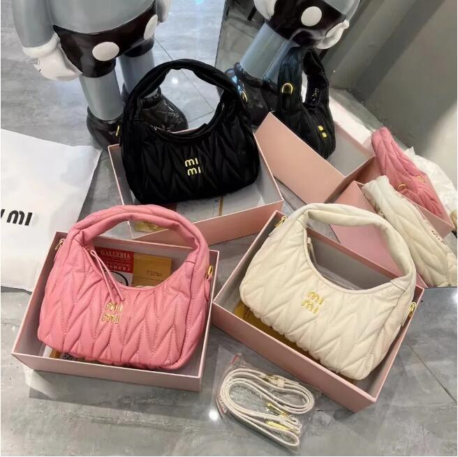 Women's pink Designer Cleo bag MiuiMiui satchel tote Wander Matelasse underarm hobo Luxury Genuine Leather with shoulder strap clutch