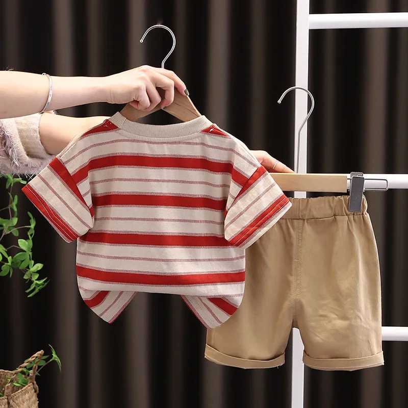 Clothing Sets Fashion Summer Kids Baby Boys Striped Suits Cartoon Bear T-Shirt+Shorts Casual Clothes Outfit Girls Clothing 2PCS/Set S7IU