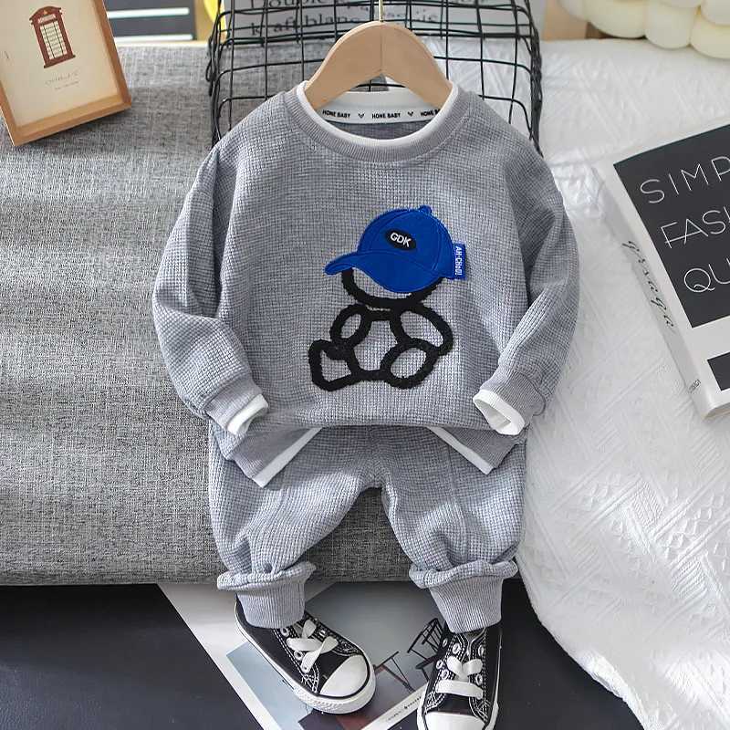 Clothing Sets Toddler Boy Handsome Sport Clothing Sets 2023 Spring Autumn Children Fashion Tracksuit Baby Cartoon Pullover+ Pants Girl Clothes