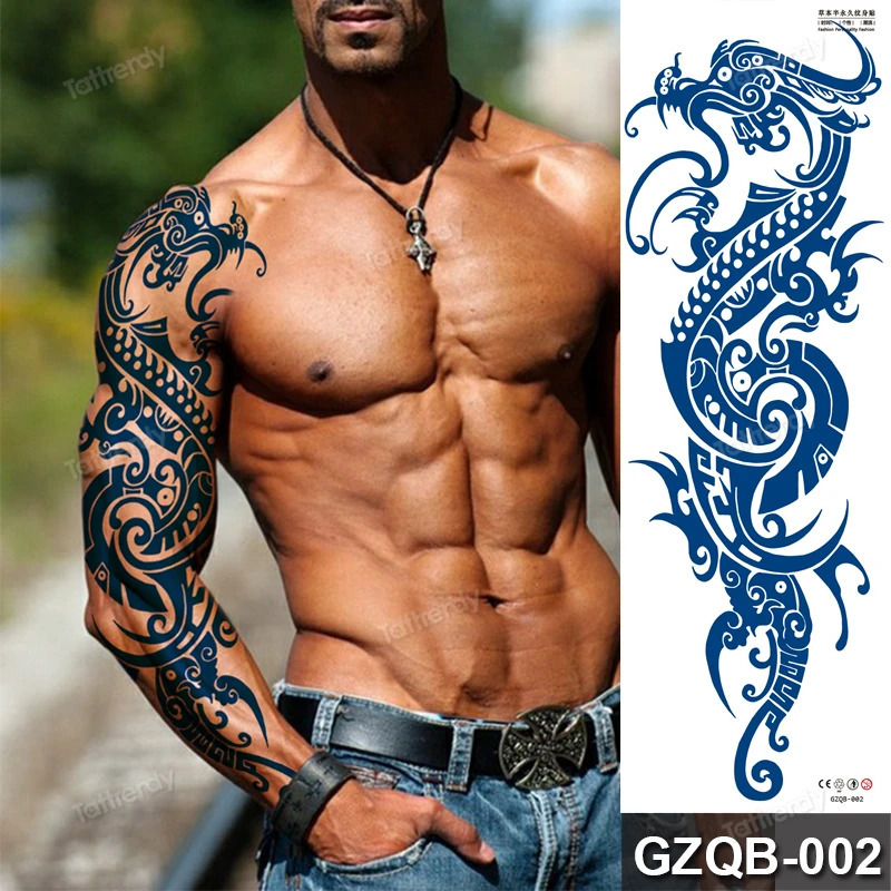 Juice Ink 15 Day Long Lasting Tattoo for Men Long Sleeve Temporary Tattoo Sleeve Totem Tribal Dragon Robot Sexy Body Big Tattoo 240705