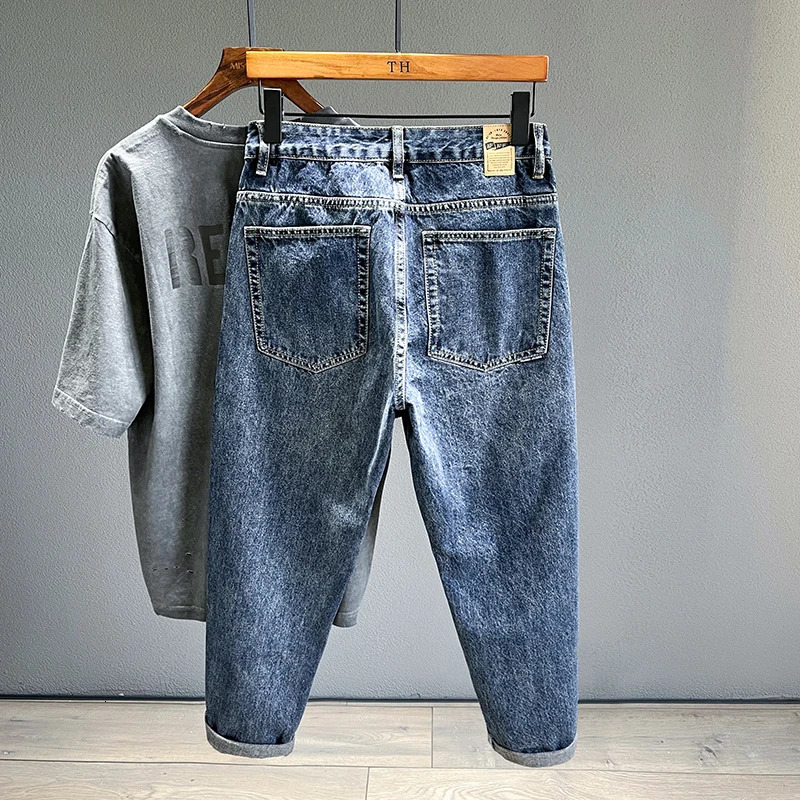 High Quality Spring Vintage Jeans Men Fashion Loose Tapered Drape Youth Denim Trousers Hip Hop Male Streetwear 240627