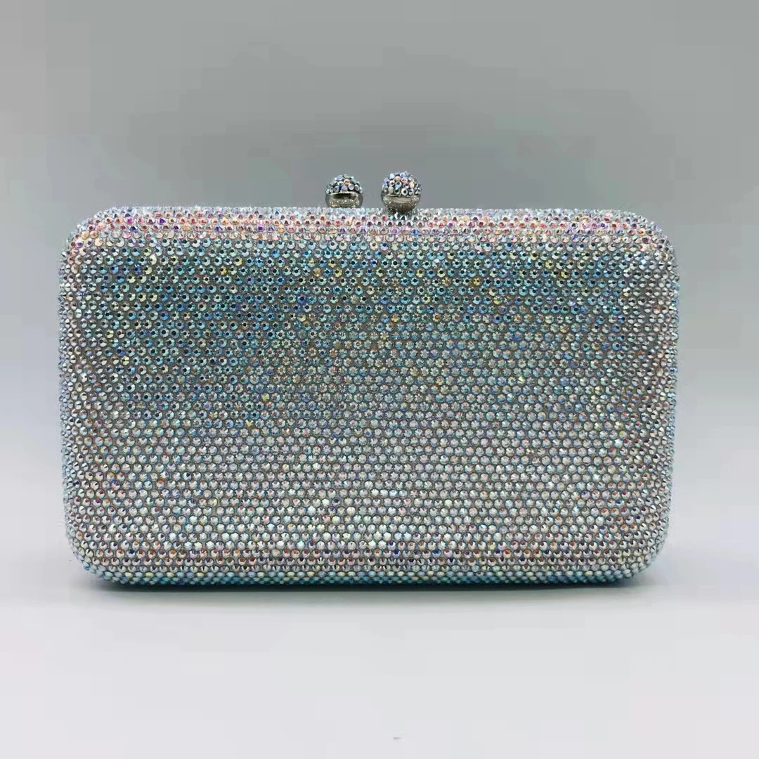 XIYUAN Pink Black Orange Silver Solid Crystal Clutch Wallet Womens Diamond Wedding Dinner Handbag Stone Birthday Night Bag 240704