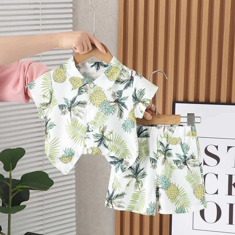 Clothing Sets Children Summer Beach Clothes Suit Baby Boys Girl Causal Full Printe Shirt Shorts 2Pcs/Set Kids Toddler Clothing Infant 0-5Years