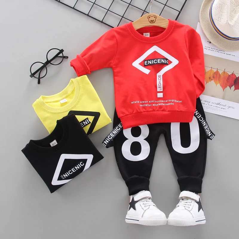Clothing Sets Autumn Baby Boys Cotton Hooded Clothing Set Kids Letter Coat Pants Suit For Sports Tracksuits Toddler Children Casual Outfit