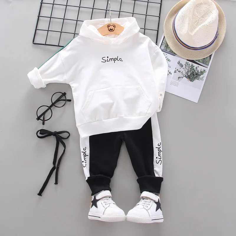 Clothing Sets Toddler Baby Boys Clothes Spring Autumn Kids Girls Letter Hooded Pant 2pcs Outfit Children Casual Soild Suit Infant Active Sets