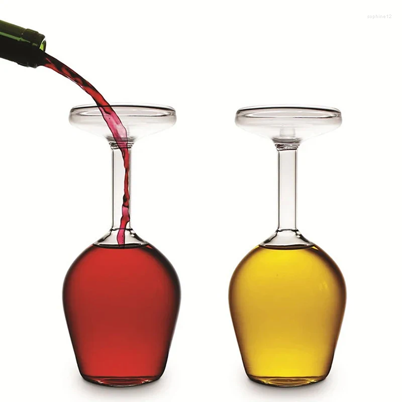 Wine Glasses Creative Upside Down Goblet Cup Funny Party Glassware Wedding Flutes High Borosilicate Glass Inverted Wineglass