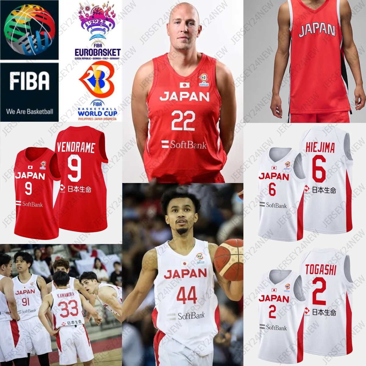 2024 NEW Japan World Cup 2 4 Joshua HAWKINSON Basketball Jersey 16 Ren KANECHIKA 19 Yudai NISHIDA 33 Yuki KAWAMURA 8 Rui Hachimura 12 Yuta Watanabe