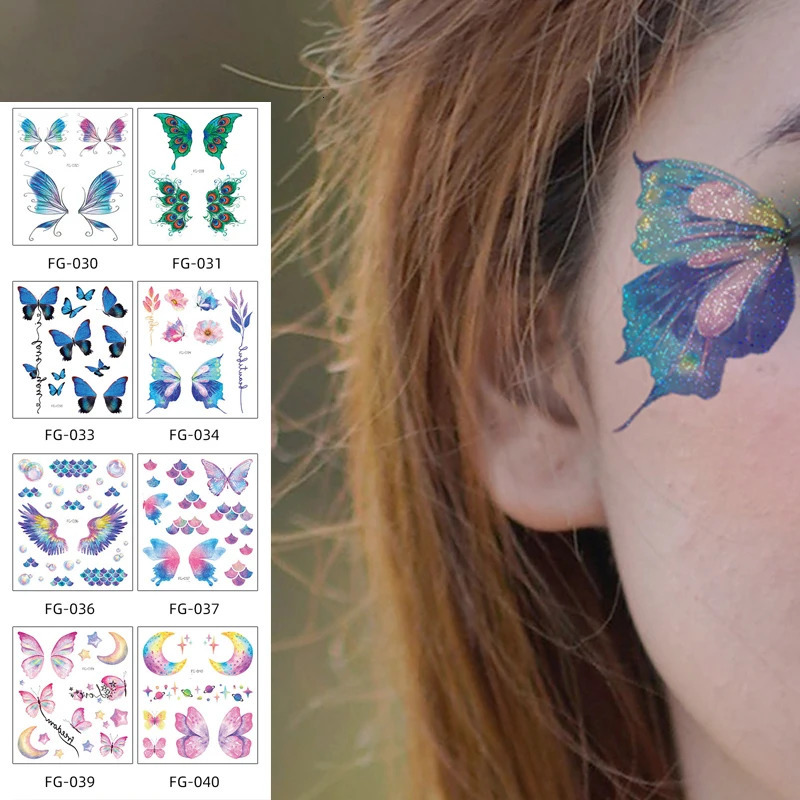 Temporary Butterfly Body Tattoo Sticker Wing Pattern Insect Flash Sticker Festival Party Body Art Decoration Waterproof 240705
